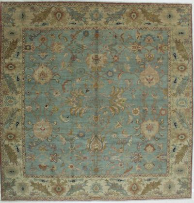 Light Blue Sultanabad Rug #675 • 10′3″ x 10′6″ • 100% Wool