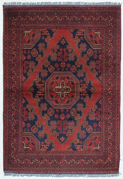 Red Kunduz Rug #453 • 3′5″ x 4′10″ • 100% Wool