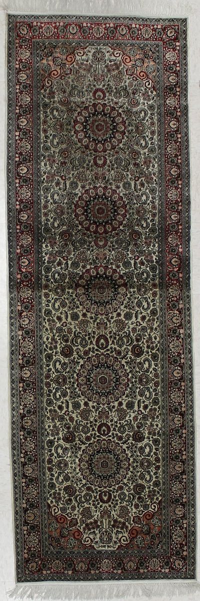 Ivory Signed Silk Rug #1815 • 2′7″ x 8′1″ • 100% Silk