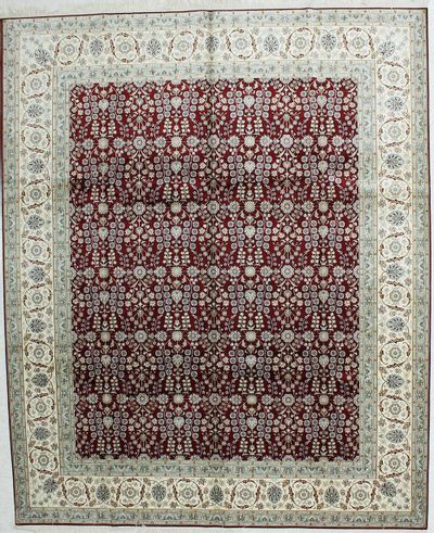 Red Signed Silk Rug #358 • 8′0″ x 9′9″ • 100% Silk