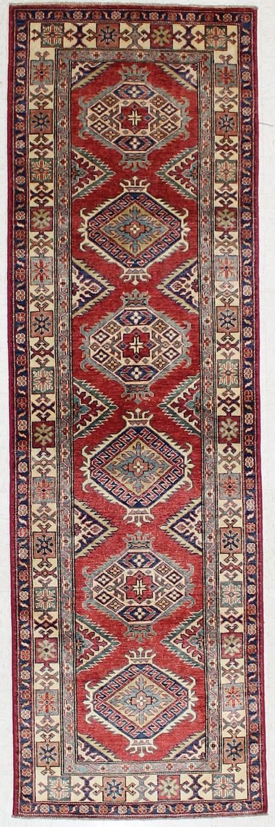 Red Kazak Rug #2189 • 2′7″ x 8′4″ • 100% Wool