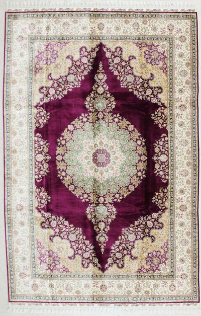 Purple Cezaevi Rug #1259 • 6′6″ x 9′10″ • 100% Silk