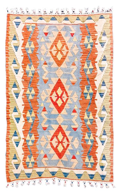 Multicolor Kilim Rug #874 • 3′8″ x 5′9″ • 100% Wool