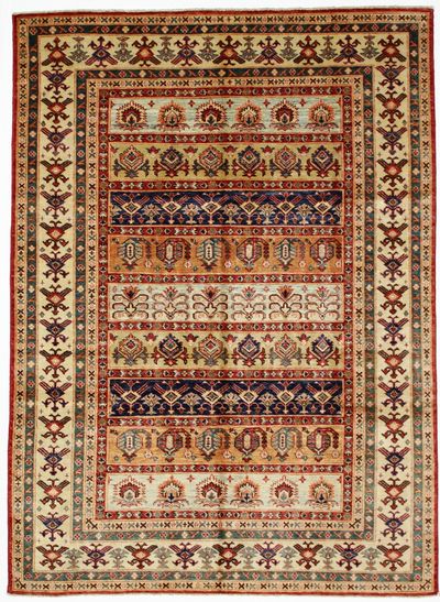Ivory Kazak Rug #7395 • 5′8″ x 7′9″ • 100% Wool