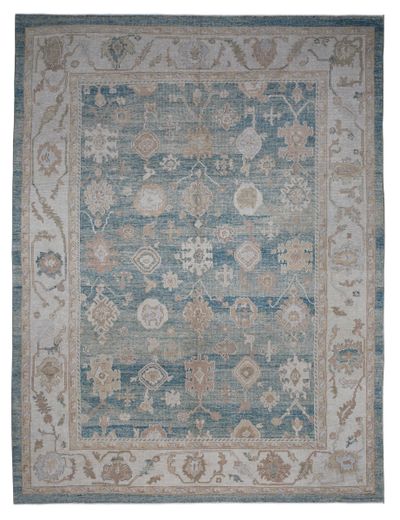 Blue Ushak Rug #7112 • 9′0″ x 11′11″ • 100% Wool
