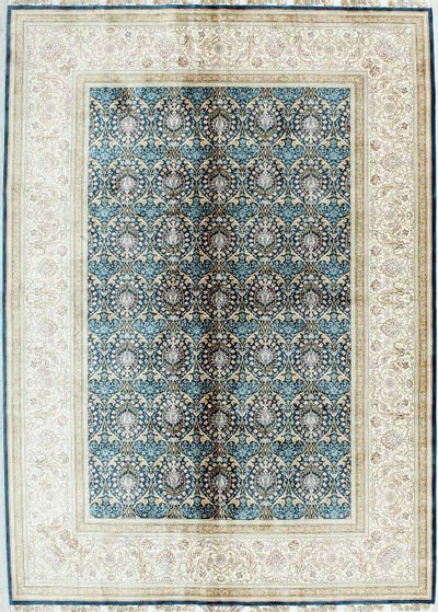 Blue Cezaevi Rug #1145 • 5′7″ x 7′9″ • 100% Silk