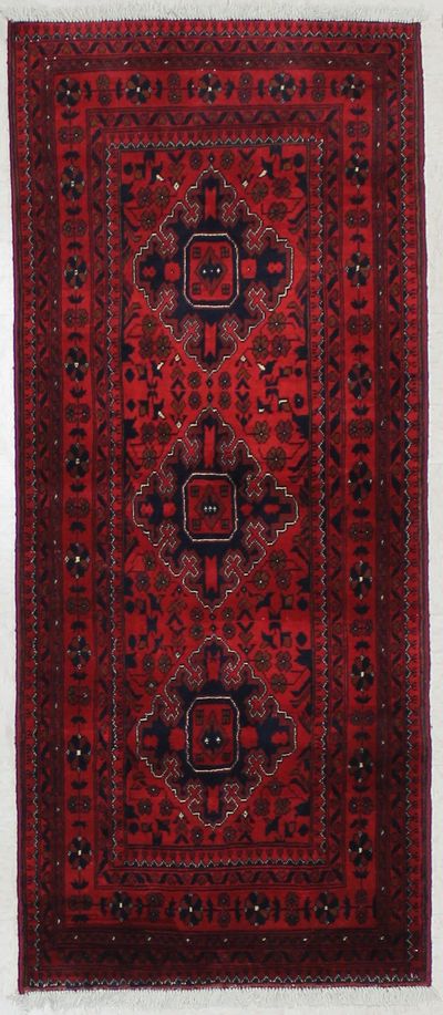 Red Kunduz Rug #1597 • 2′9″ x 6′6″ • 100% Wool