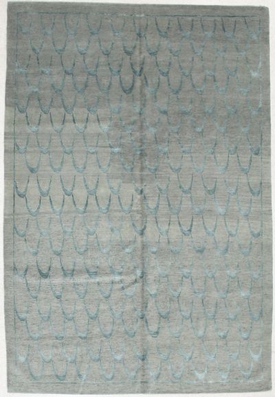 Light Blue Modern Rug #1963 • 6′1″ x 9′0″ • 100% Wool