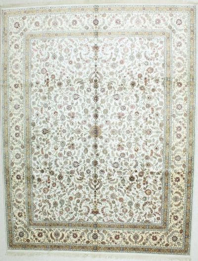Ivory Spon Rug #501 • 9′0″ x 12′0″ • Silk on Cotton