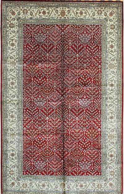 Red Hereke Rug #1130 • 5′2″ x 8′4″ • 100% Silk