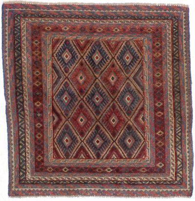 Black Musmani Rug #1609 • 3′10″ x 4′0″ • 100% Wool