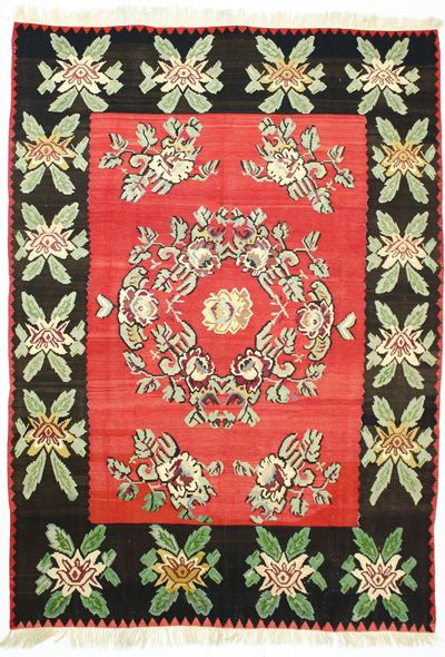 Red Kilim Rug #645 • 7′9″ x 10′11″ • 100% Wool