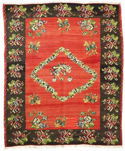 Red Kilim Rug #650 • 8′6″ x 10′4″ • 100% Wool