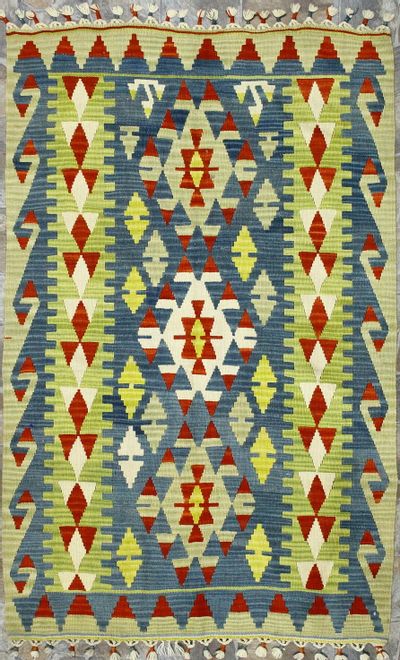 Multicolor Kilim Rug #873 • 4′1″ x 6′1″ • 100% Wool