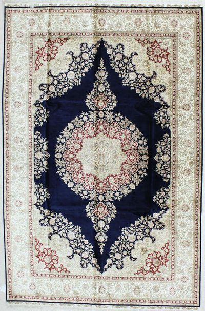 Navy Signed Silk Rug #397 • 6′6″ x 10′0″ • 100% Silk