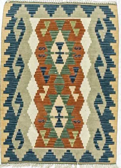 Multicolor Kilim Rug #871 • 3′1″ x 4′1″ • 100% Wool
