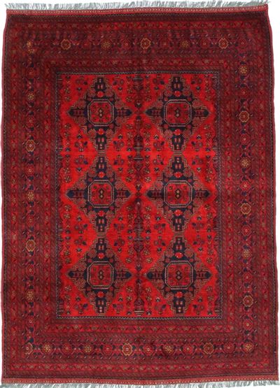 Red Kunduz Rug #418 • 5′7″ x 7′6″ • 100% Wool