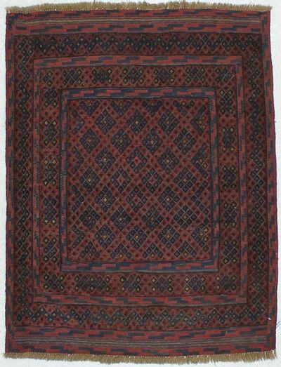 Red Beluch Rug #454 • 3′8″ x 4′9″ • 100% Wool