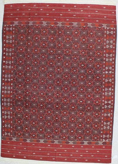 Red Kilim Rug #333 • 6′7″ x 9′4″ • 100% Wool