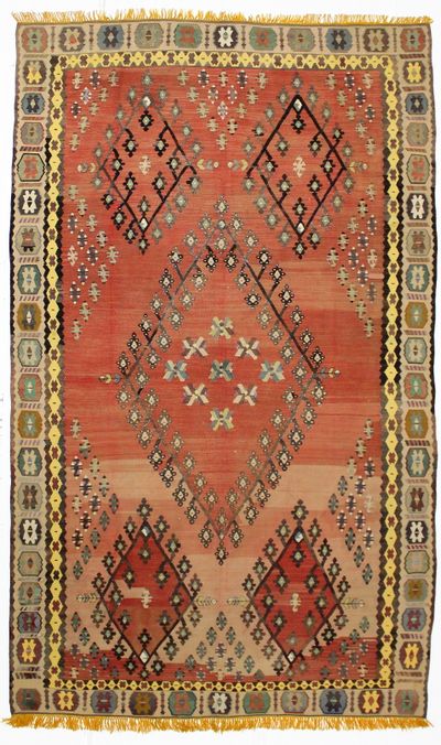 Red Kilim Rug #646 • 6′7″ x 10′9″ • 100% Wool