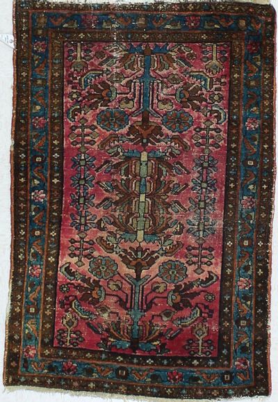 Purple SAROUK Rug #739 • 3′1″ x 4′8″ • Wool on Cotton