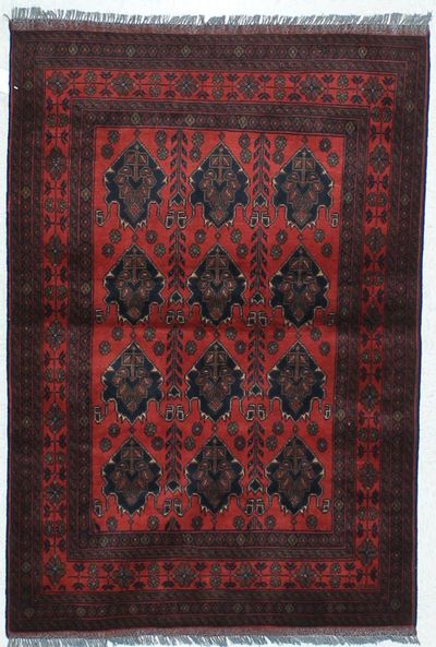 Red Kunduz Rug #456 • 3′5″ x 4′11″ • 100% Wool