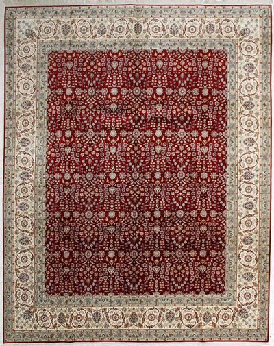 Red Signed Silk Rug #346 • 7′10″ x 9′10″ • 100% Silk