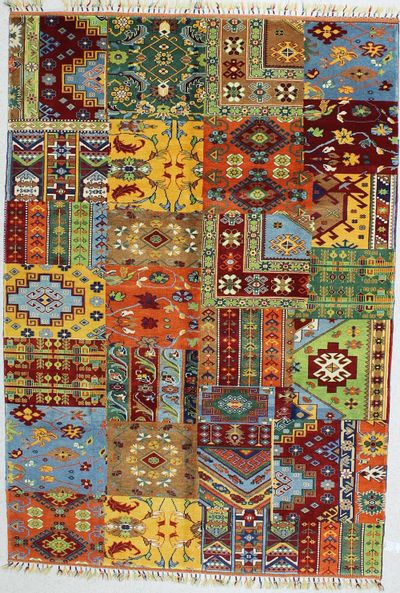Multicolor Patchwork Rug #386 • 6′7″ x 9′6″ • 100% Wool
