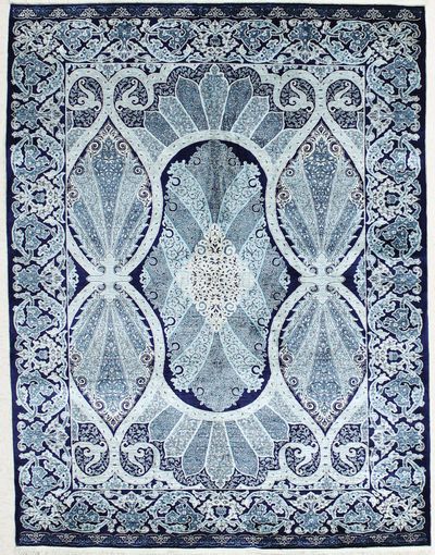 NAVY Hereke Rug #2376 • 5′3″ x 6′11″ • 100% Silk