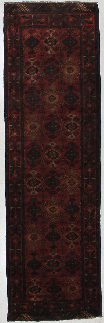 Red Beluch Rug #1754 • 2′10″ x 9′6″ • 100% Wool