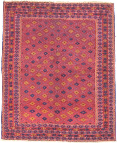 Red Musmani Rug #1770 • 5′2″ x 6′4″ • 100% Wool
