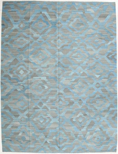 Light Blue Modern Rug #1999 • 9′9″ x 11′0″ • 100% Wool