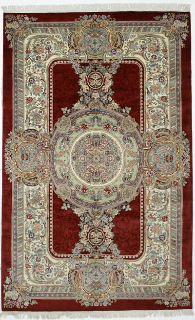 Red Tabriz Rug #240 • 6′0″ x 9′7″ • Wool on Cotton
