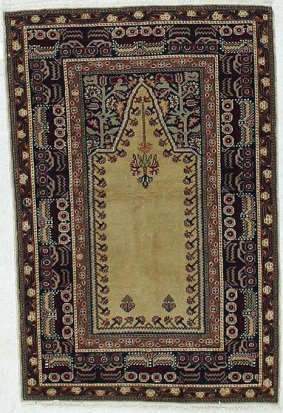 beige Kayseri Rug #437 • 3′10″ x 4′2″ • Wool on Cotton