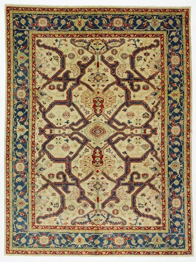 Ivory Ushak Rug #8049 • 5′10″ x 7′10″ • 100% Silk