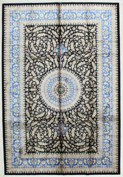 Black Cezaevi Rug #1813 • 6′2″ x 9′0″ • 100% Silk