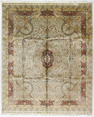 Ivory Cezaevi Rug #7443 • 8′2″ x 10′0″ • 100% Silk