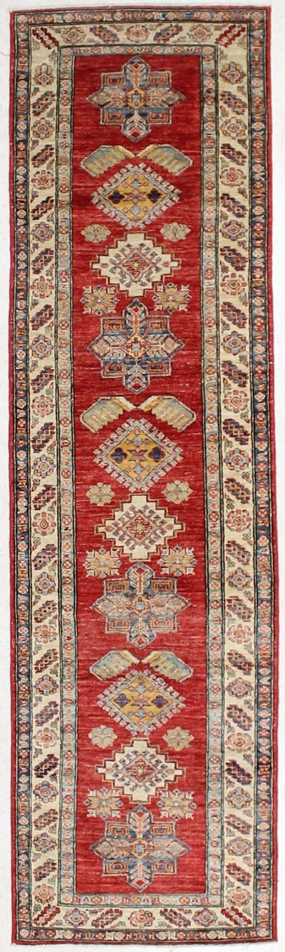 Red Kazak Rug #2013 • 2′5″ x 8′8″ • Wool on Cotton