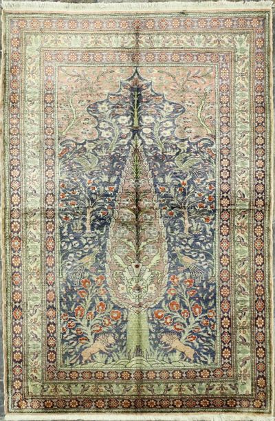 NAVY Kayseri Rug #35 • 3′11″ x 5′9″ • Silk on Cotton