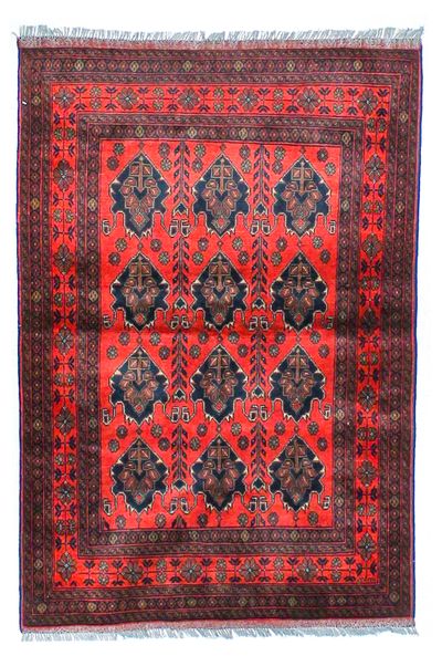 Red Kunduz Rug #456 • 3′5″ x 4′11″ • 100% Wool