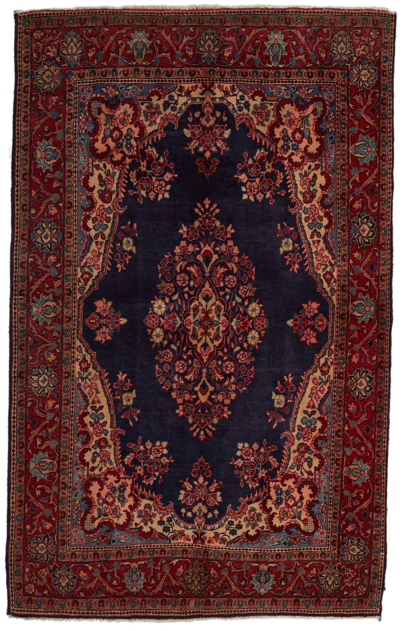 Navy Tabriz Rug 16520 • 4′2″ x 6′9″ • Wool on Cotton • Hasan's Rugs